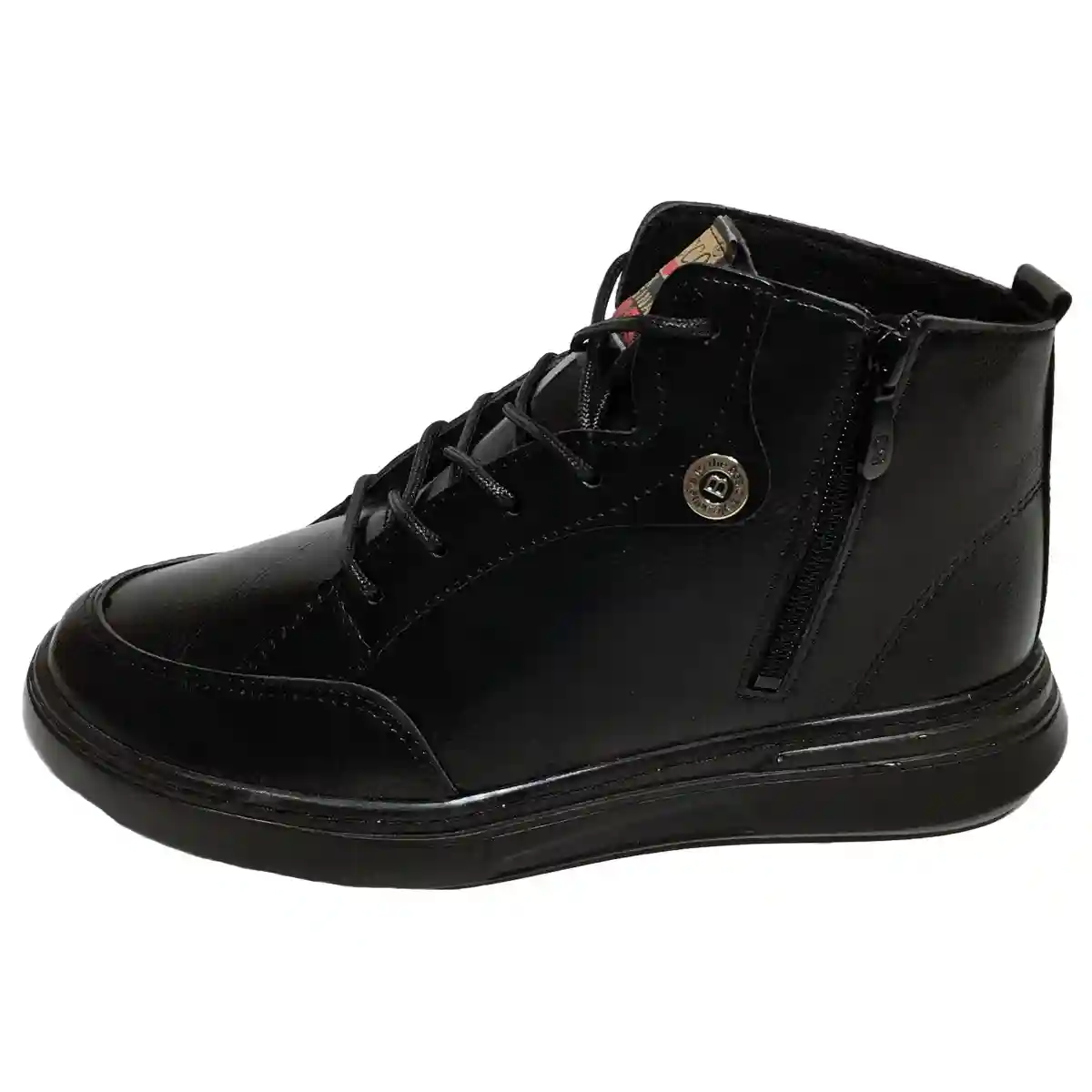 نیم بوت مردانه چرم مشکی مدل اکو بغل زیپ