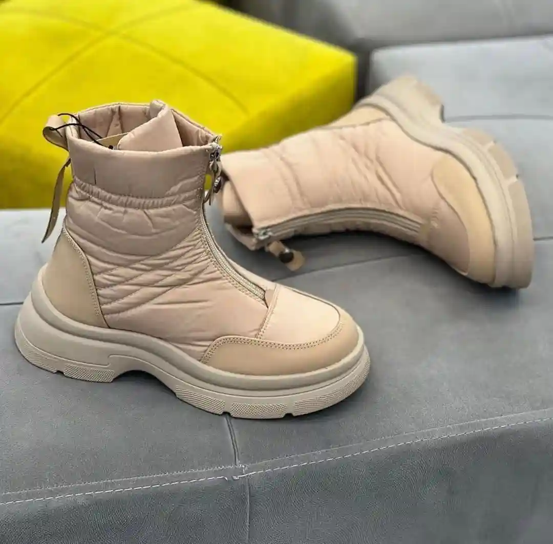 نیم‌بوت زنانه کاپشنی رنگ موکا