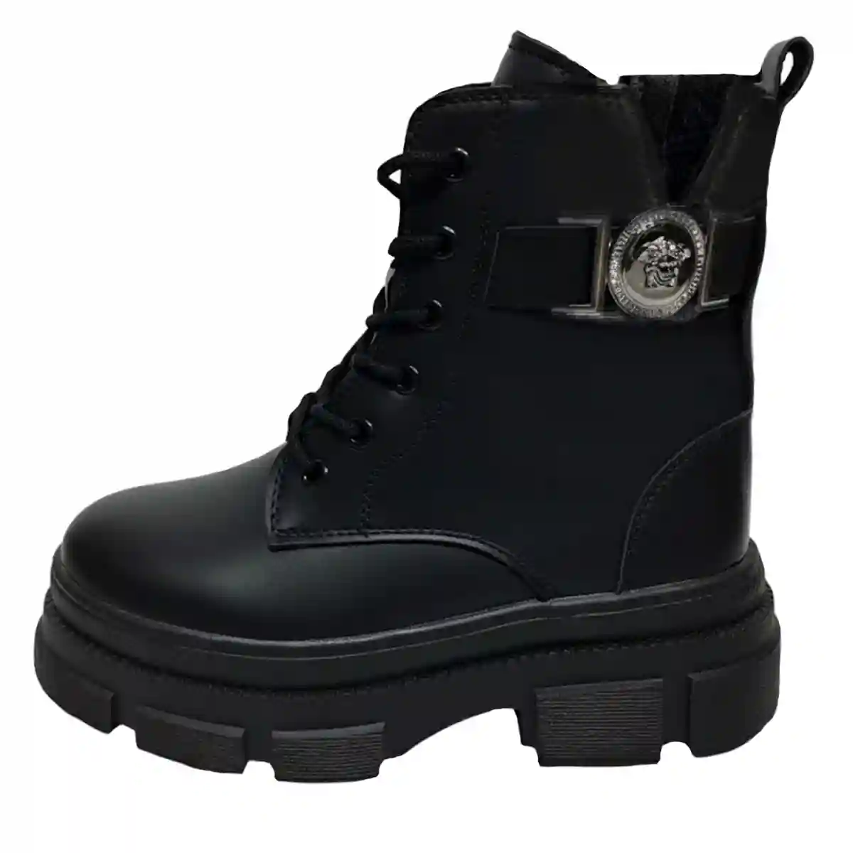 نیم بوت دخترانه زنانه چرم مشکی مات سگکدار